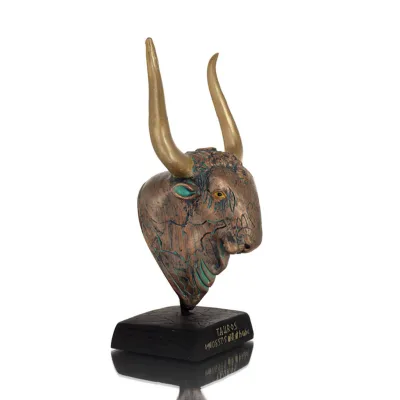Minotaur: Drottning Pasiphaes son, Tjurhuvud, Tjurhuvud Byst, 19 cm alabaster, minoisk kultur Polyester 5 - grifon.se 