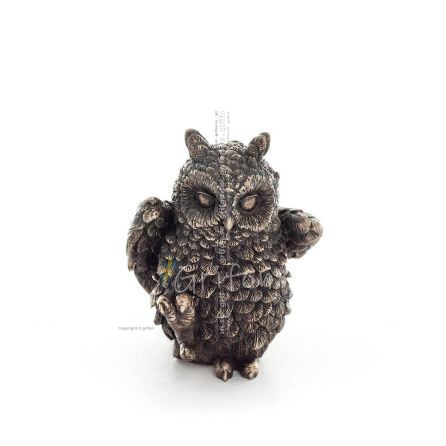 Owl or Glaucus: the sacred bird, symbol of wisdom, prudence, 7cm Veronese Bronze Electrolysis Full Body Statuette Veronese 1 - g