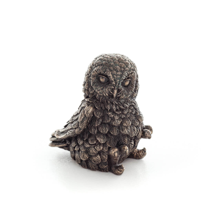 Owl or Glaucus: the sacred bird, symbol of wisdom, prudence, 7cm Full-length statuette with Veronese Bronze Electrolysis Verones