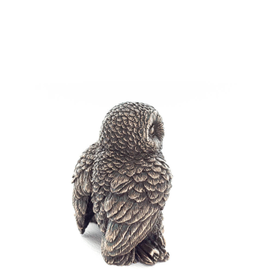 Owl or Glauca: the sacred bird, symbol of wisdom, prudence, with chicks 6cm Full body with Veronese Bronze Electrolysis Veronese
