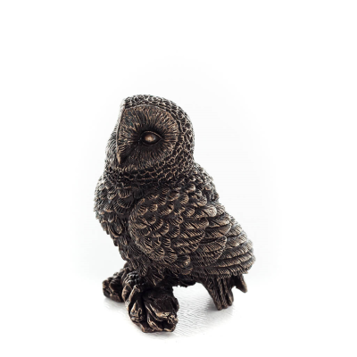 Owl or Glauca on a branch facing left 6cm Full Body Veronese Bronze Electroplating Figurine Veronese 2 - grifon.se 