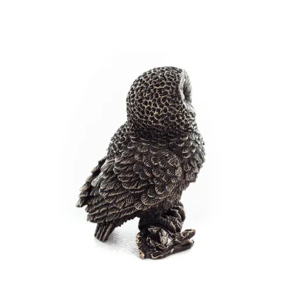 Uggla eller Glauca på en gren som vetter åt vänster 6 cm helkroppsform Veronese brons galvanisering Veronese 5 - grifon.se 