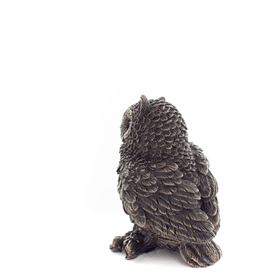 Owl or Glauca on Branch with Foot on Head 6cm Full Body Veronese Bronze Electrolysis Figurine Veronese 3 - grifon.se 