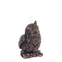 Owl or Glauca on Branch with Foot on Head 6cm Full Body Veronese Bronze Electrolysis Figurine Veronese 6 - grifon.se 