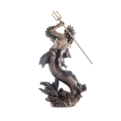 Neptune: The God of the Sea, Earthquakes, Earth, Storms and Words in Wave 28.5cm Veronese Bronze Electrolysis Statuette Veronese