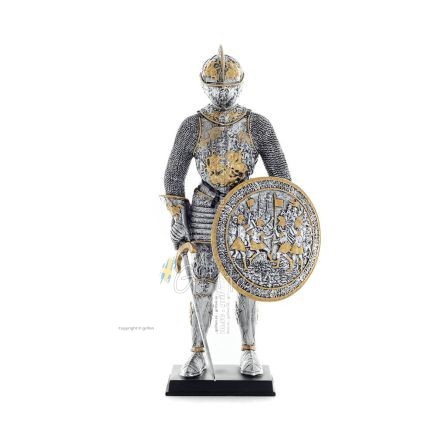Medieval Knight Silver Gold Color 33cm Full Body Veronese Bronze Electrolysis Statue, Ancient Greece Veronese 1 - grifon.se