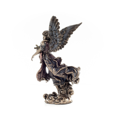 Angel embracing a child and holding flowers 28cm Full-body statue Figurine with Bronze Electrolysis Veronese, religious - spirit