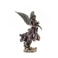 Angel embracing a child and holding flowers 28cm Full-body statue Figurine with Bronze Electrolysis Veronese, religious - spirit