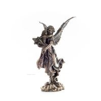 Angel embracing a child and holding flowers 28cm Full-body statue Figurine with Bronze Electrolysis Veronese, religious - spirit