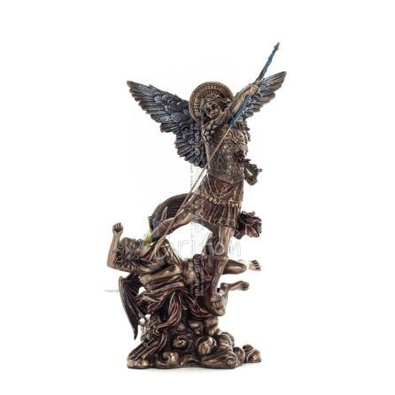 Ãrkeängeln Michael: Gudliknande, One of the First Lords 33,5 cm Veronese brons elektrolytisk helkroppsstaty, Christian Veronese