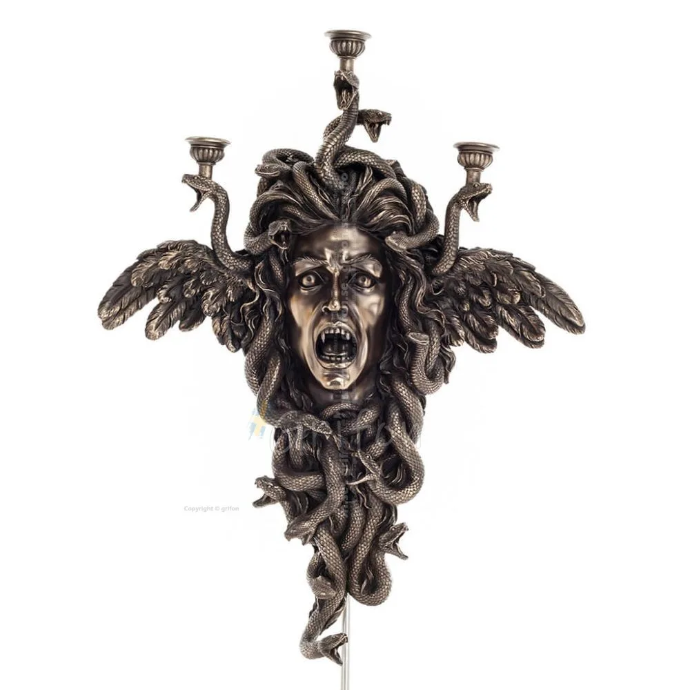 Medusa: Den vilda sjöjungfrun, Vägglampa 50x61,5 cm Byst, Veronese bronselektrolys Veronese 1 - grifon.se 