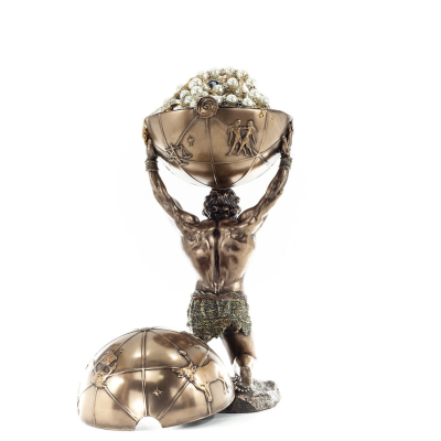 Atlas eller Atlas, Titan: The leader of the Titanids 32,5 cm Veronese Bronze Electrolysis Smyckeskrin, fÃ¶rvaringsfodral Veronese