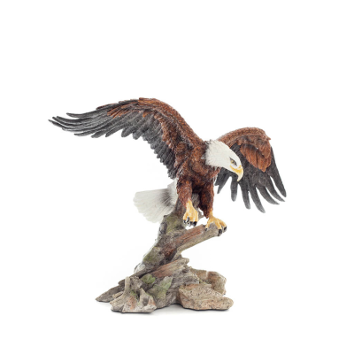Färgad örn som verkar flyga över en trädstam, 40 cm helkroppsstaty i alabaster, Dekorativ Veronese 6 - grifon.se 