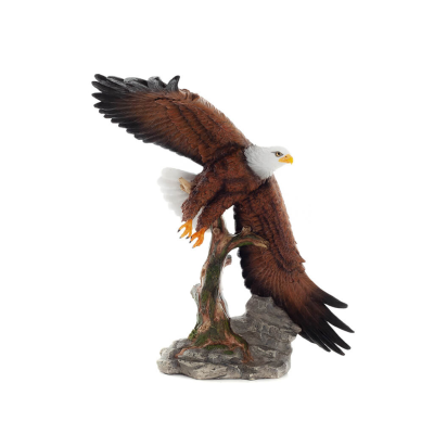Colored eagle appearing to fly over a tree trunk, 39 cm full-body alabaster statue, Decorative Veronese 1 - grifon.se 