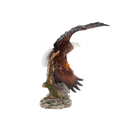 Färgad örn som verkar flyga över en trädstam, 39 cm helkroppsstaty i alabaster, Dekorativ Veronese 5 - grifon.se 