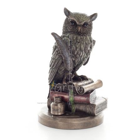 Owl or Glaucus: the sacred bird, symbol of wisdom, prudence, 23cm Veronese Bronze Electrolysis Full Body Statue Veronese 1 - gri