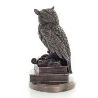 Owl or Glaucus: the sacred bird, symbol of wisdom, prudence, 23cm Veronese Bronze Electrolysis Full Body Statue Veronese 3 - gri