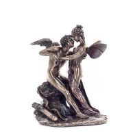 Cupid and the Psyche: Overcoming Obstacles to Love 17.5cm Full Length Electrolytic Bronze Veronese Statue, Ancient Greece Verone