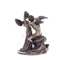 Cupid and the Psyche: Overcoming Obstacles to Love 17.5cm Full Length Electrolytic Bronze Veronese Statue, Ancient Greece Verone