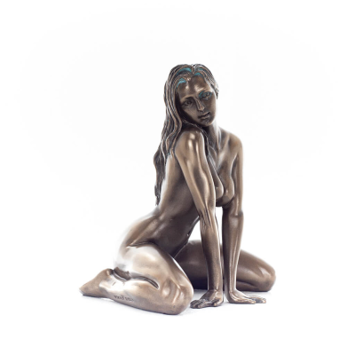 Modern Female Nude Sitting On Knees 12.5cm Veronese Bronze Electrolysis Full Body Statue Veronese 2 - grifon.se 