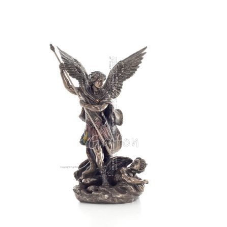 Archangel Michael: Godlike, one of the first lords, with spear 28.5cm Veronese Bronze Electrolysis Statue, Christian Veronese 1