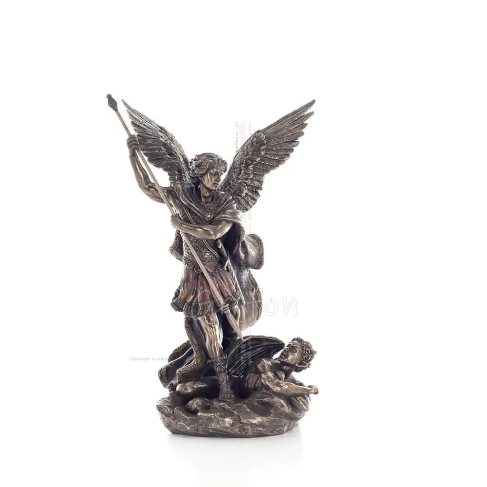 Archangel Michael: Godlike, one of the first lords, with spear 28.5cm Veronese Bronze Electrolysis Statue, Christian Veronese 1 