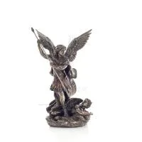 Ärkeängel Michael: Gudliknande, en av de första herrarna, med spjut 28,5 cm Veronese Brons Electrolysis Statue, Christian Verone