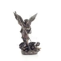 Ärkeängel Michael: Gudliknande, en av de första herrarna, med spjut 28,5 cm Veronese Brons Electrolysis Statue, Christian Verone