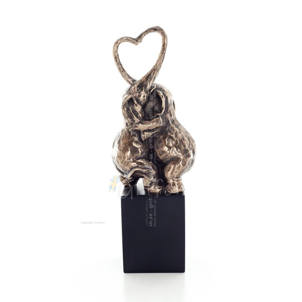 Elephant: symbol of strength, protection, wisdom and good luck, heart 17.5cm Veronese Bronze Electrolysis Full Body Statue Veron