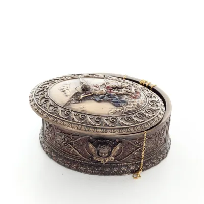Jewelry box, jewelry box, The Deposition of Christ from the cross 13x12.5cm with Veronese bronze electrolysis, Christian Verones