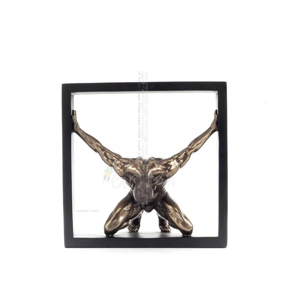 Kneeling Man in Frame 20.5cm Full-body statuette with Bronze Electrolysis by Veronese, Modern Decorative Veronese 1 - grifon.se 