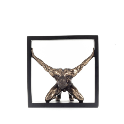 Kneeling Man in Frame 20.5cm Full-body statuette with Bronze Electrolysis by Veronese, Modern Decorative Veronese 1 - grifon.se 