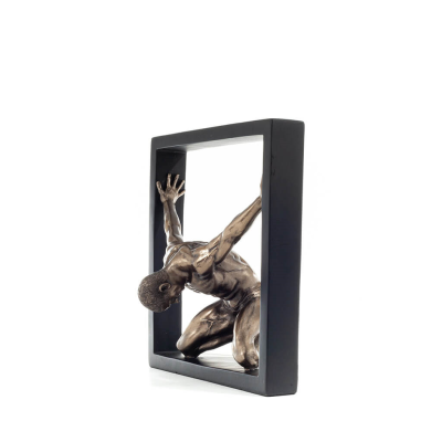 Kneeling Man in Frame 20.5cm Full-body statuette with Bronze Electrolysis by Veronese, Modern Decorative Veronese 2 - grifon.se 