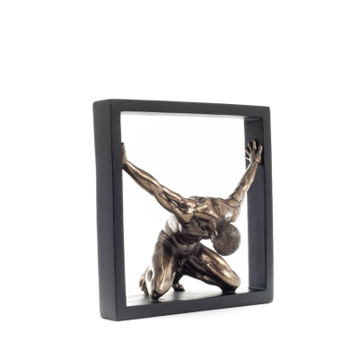 Kneeling Man in Frame 20.5cm Full-body statuette with Bronze Electrolysis by Veronese, Modern Decorative Veronese 6 - grifon.se 
