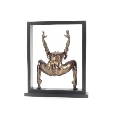 Man exercising within a frame 27cm Full-body statuette with Bronze Electrolysis by Veronese, Modern Decorative Veronese 4 - grif