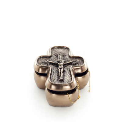 Kors 13,5 cm smyckeskrin, smyckeskrin, boxliknande vÃ¤ska fÃ¶r fÃ¶rvaring, galvaniserad helkroppsstaty i Veronese brons Veronese 1 