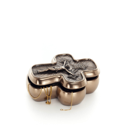 Kors 13,5 cm smyckeskrin, smyckeskrin, boxliknande vÃ¤ska fÃ¶r fÃ¶rvaring, galvaniserad helkroppsstaty i Veronese brons Veronese 2 