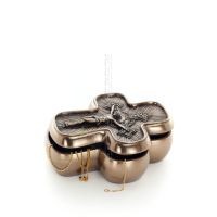 Kors 13,5 cm smyckeskrin, smyckeskrin, boxliknande vÃ¤ska fÃ¶r fÃ¶rvaring, galvaniserad helkroppsstaty i Veronese brons Veronese 2 