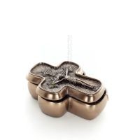 Kors 13,5 cm smyckeskrin, smyckeskrin, boxliknande vÃ¤ska fÃ¶r fÃ¶rvaring, galvaniserad helkroppsstaty i Veronese brons Veronese 5 