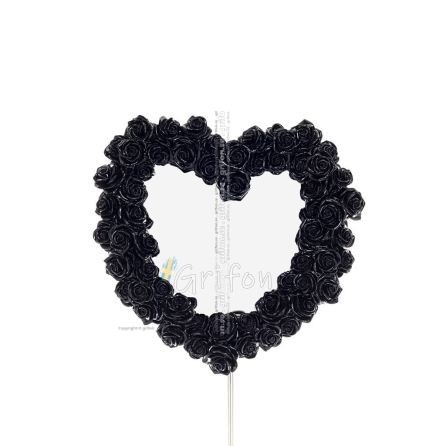 Heart shape mirror with roses black 39x37cm Veronese Bronze Electrolysis Full Body Statue Veronese 1 - grifon.se