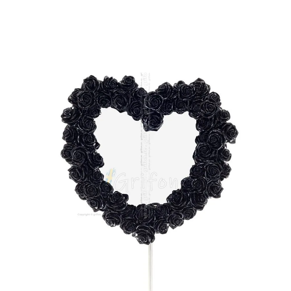 Heart shape mirror with roses black 39x37cm Veronese Bronze Electrolysis Full Body Statue Veronese 1 - grifon.se 