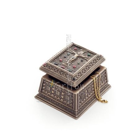 Crucifixion of Jesus Christ 10.5x6cm Jewelery box, Jewelery box, case like a box for storage, with Veronese Bronze Electrolysis 