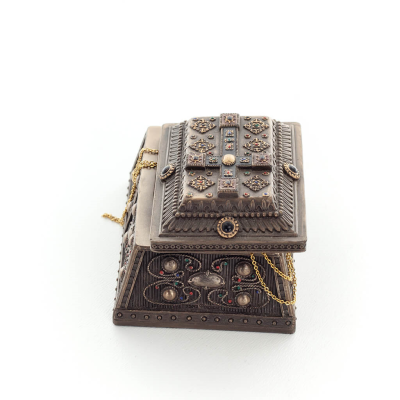 Smyckeskrin i medeltida stil med Cross 10x6cm smyckeskrin, fodral som en låda för förvaring med Veronese Bronze Electrolysis Ver