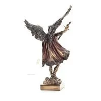 Ärkeängeln Michael: Gudliknande, en av de första herrarna 34,5 cm Veronese Bronze Electrolysis Helkroppsstaty, Christian Verones