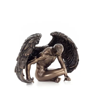 Sorgfull ängel 20x14 cm Veronese brons galvaniserad helkroppsstaty, modern dekorativ Veronese 6 - grifon.se 