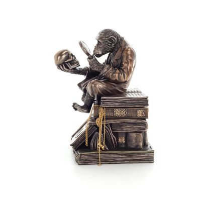 Chimpanzee Scholar Jewelry Box, Jewelry Box, Box-like Case for Storage 17.5cm Veronese Bronze Electrolysis Full Body Statue Vero