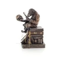 Chimpanzee Scholar Jewelry Box, Jewelry Box, Box-like Case for Storage 17.5cm Veronese Bronze Electrolysis Full Body Statue Vero