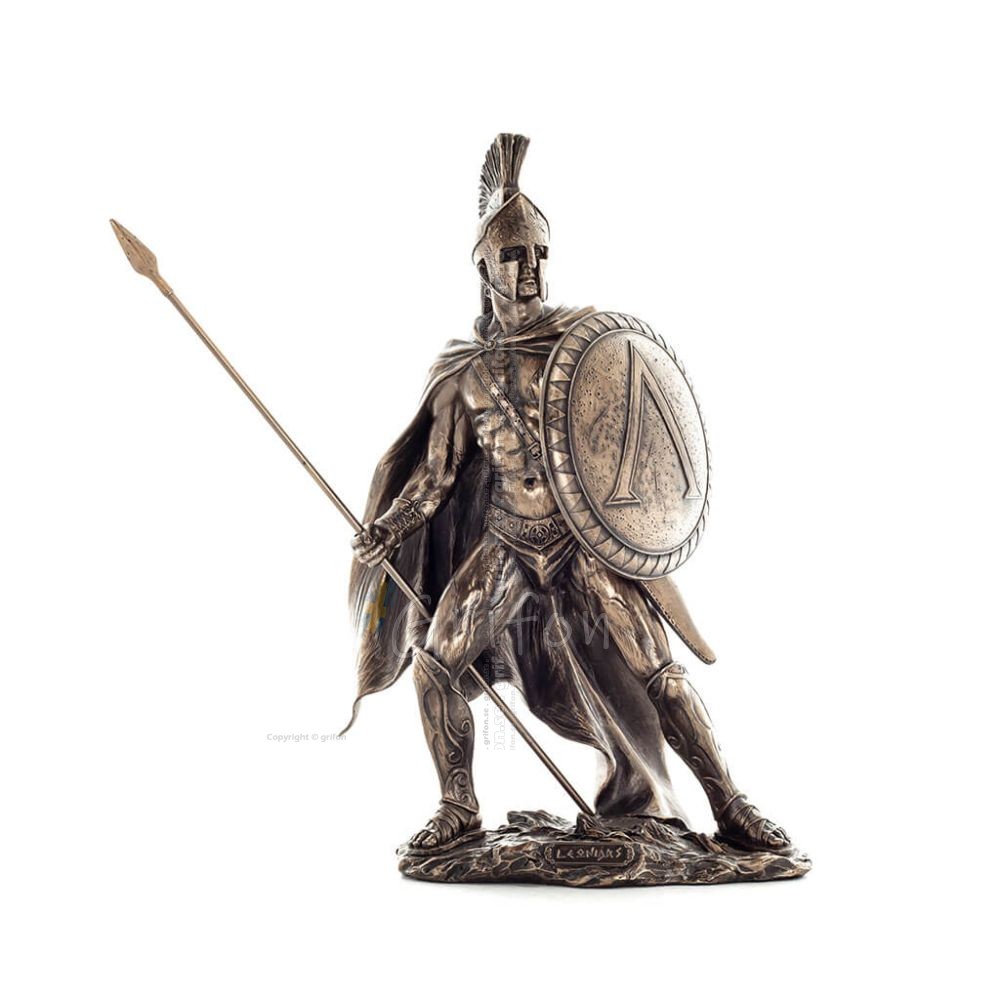 Leonidas: King of Sparta with Spear 33k fullängd Veronese brons elektrolytisk staty, antikens Grekland Veronese 1 - grifon.se 