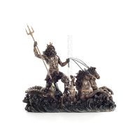 Poseidon: The God of the Sea, Earthquakes, Earth, Storms and Words in a Chariot 19cm Full Body Veronese Bronze Electrolysis Stat