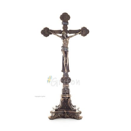 Cross of Jesus Christ on a base 33x15.5cm Full body statue with Veronese Bronze Electrolysis Veronese 1 - grifon.se